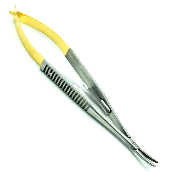 A2Z Scilab TC Castroviejo Needle Holder 5.5" Curved, Ridged Flat Handle A2Z-ZR482 - main